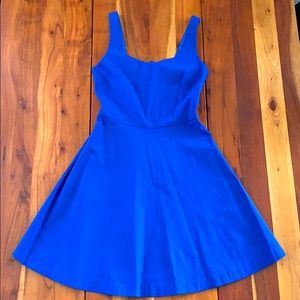 Cobalt blue skater dress with scalloped neckline